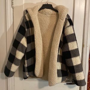 Black and white Sherpa coat